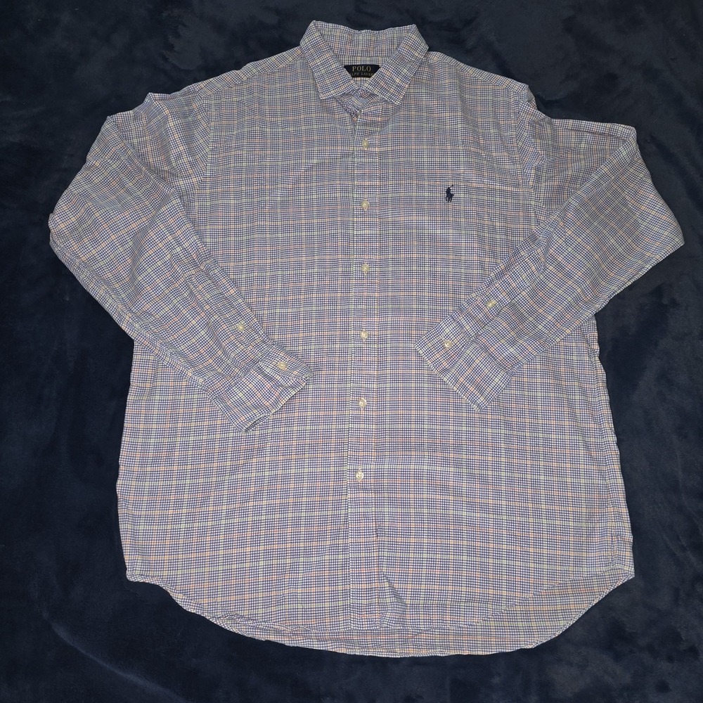 Polo Ralph Lauren Shirt Mens Size XL Blue Plaid Button Up‎ Preppy Pony Hit
